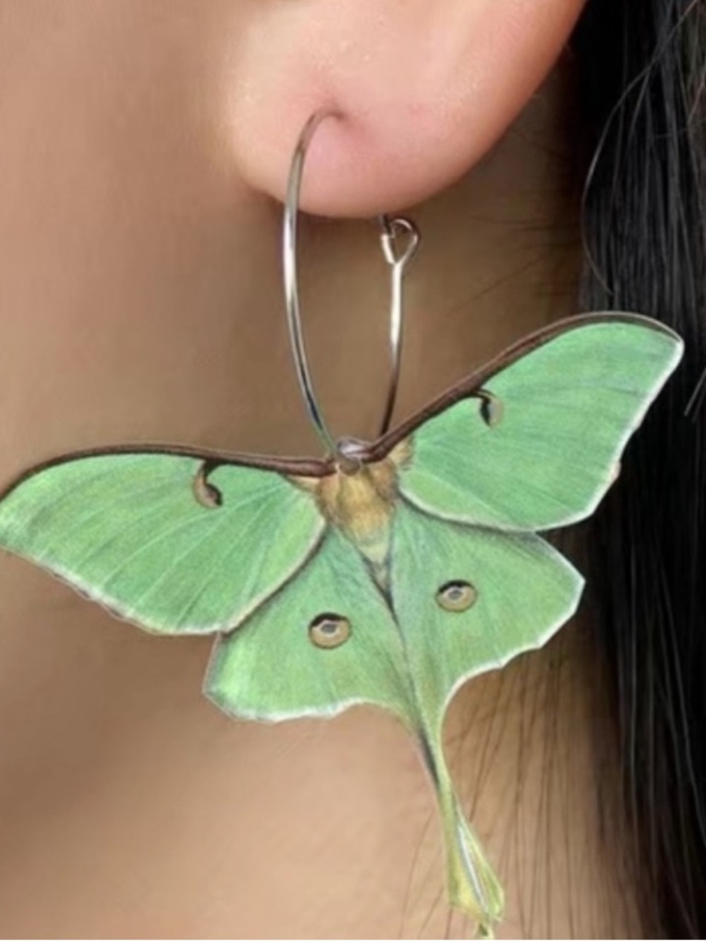 Emerald Luna Studio Series Green Luna Moth Hoop Statement Earrings